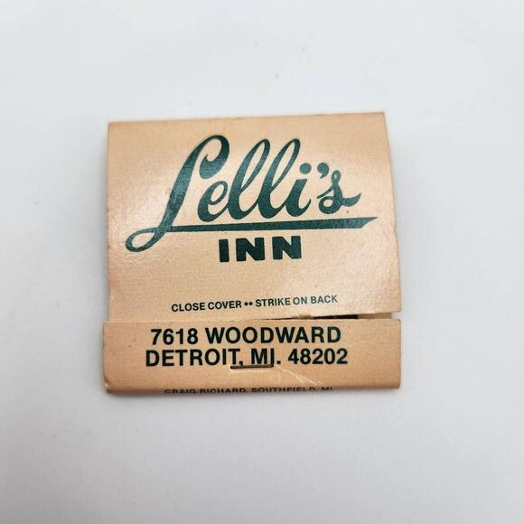 Lelli's Inn Detroit Michigan 2 Vintage Matchbooks 7618 Woodward Detroit Michigan - Picture 4 of 6